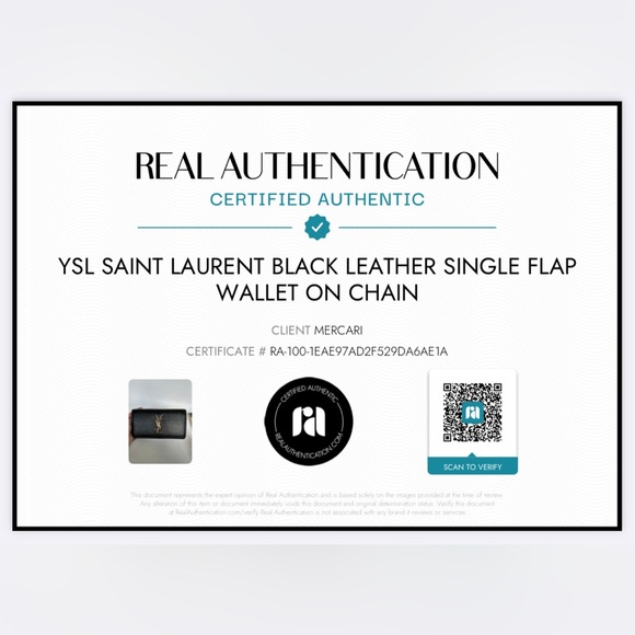 💯 YSL Saint Laurent Black Leather Zippered Wallet on Chain w/ auth cert - Picture 13 of 13